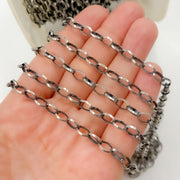 Oxidized Sterling Silver Marquise Shape Link Chain
